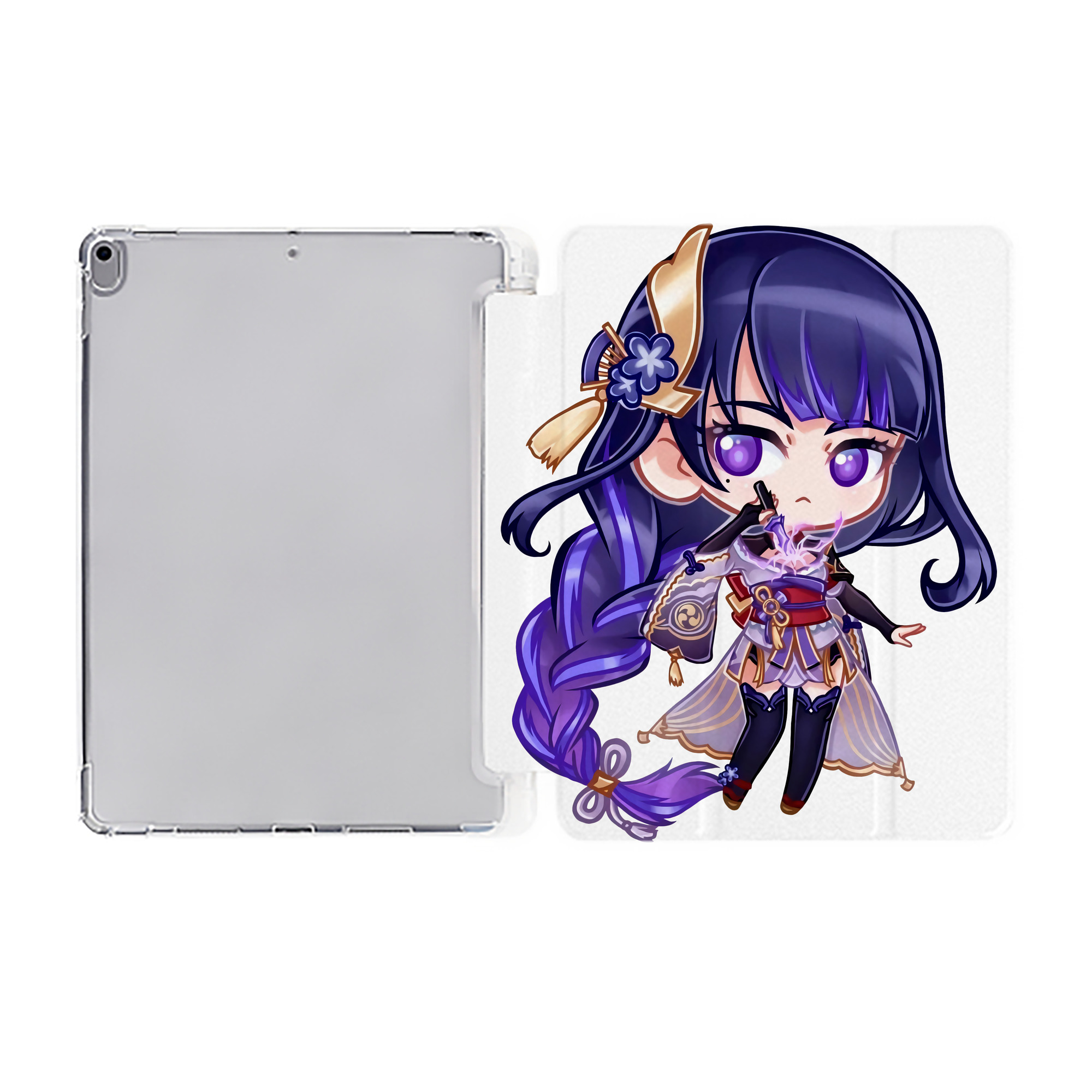 げんし神 雷電将軍 らいでんしょうぐん genshin Raiden Shogun IPad ケース ペン収納付き 三つ折りスタンド PUレザー×シリコン 対応機種9.5/10.5/10.9インチ